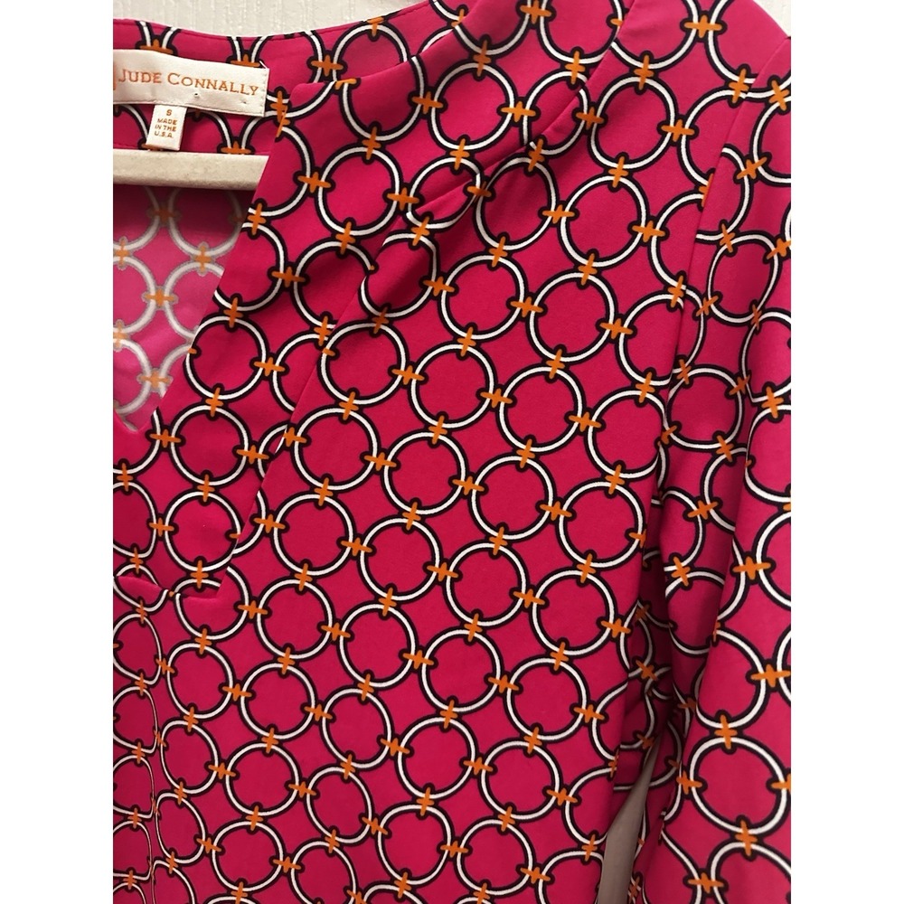 Jude Connally Megan Dress Geometric Circle Peony Pink Sz Small‎ Jude Cloth - Picture 3 of 5